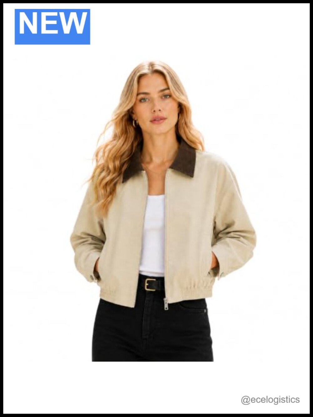 Women's Cropped Barn Jacket Zip Up Utility Coat Water Repellent